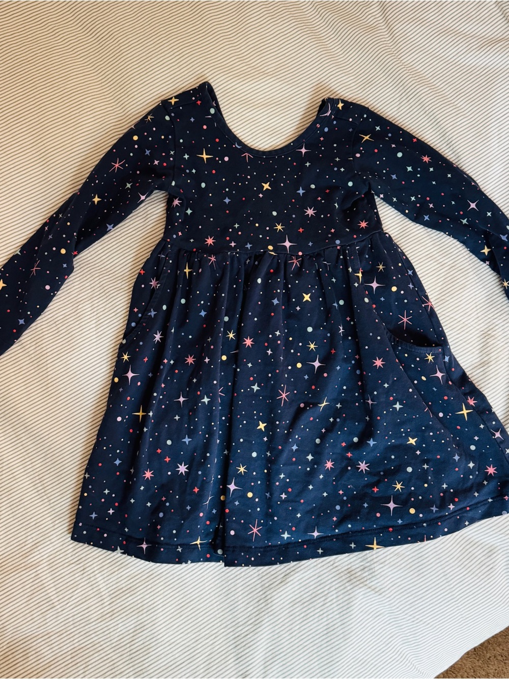 Hanna Andersson Navy Star-Print Long Sleeve Dress